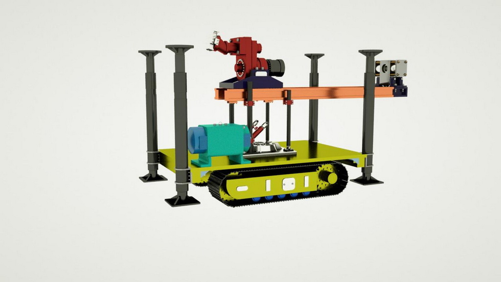 智能产品竞赛作品——煤矿无人操控钻机结构及自动掘进过程动画演示