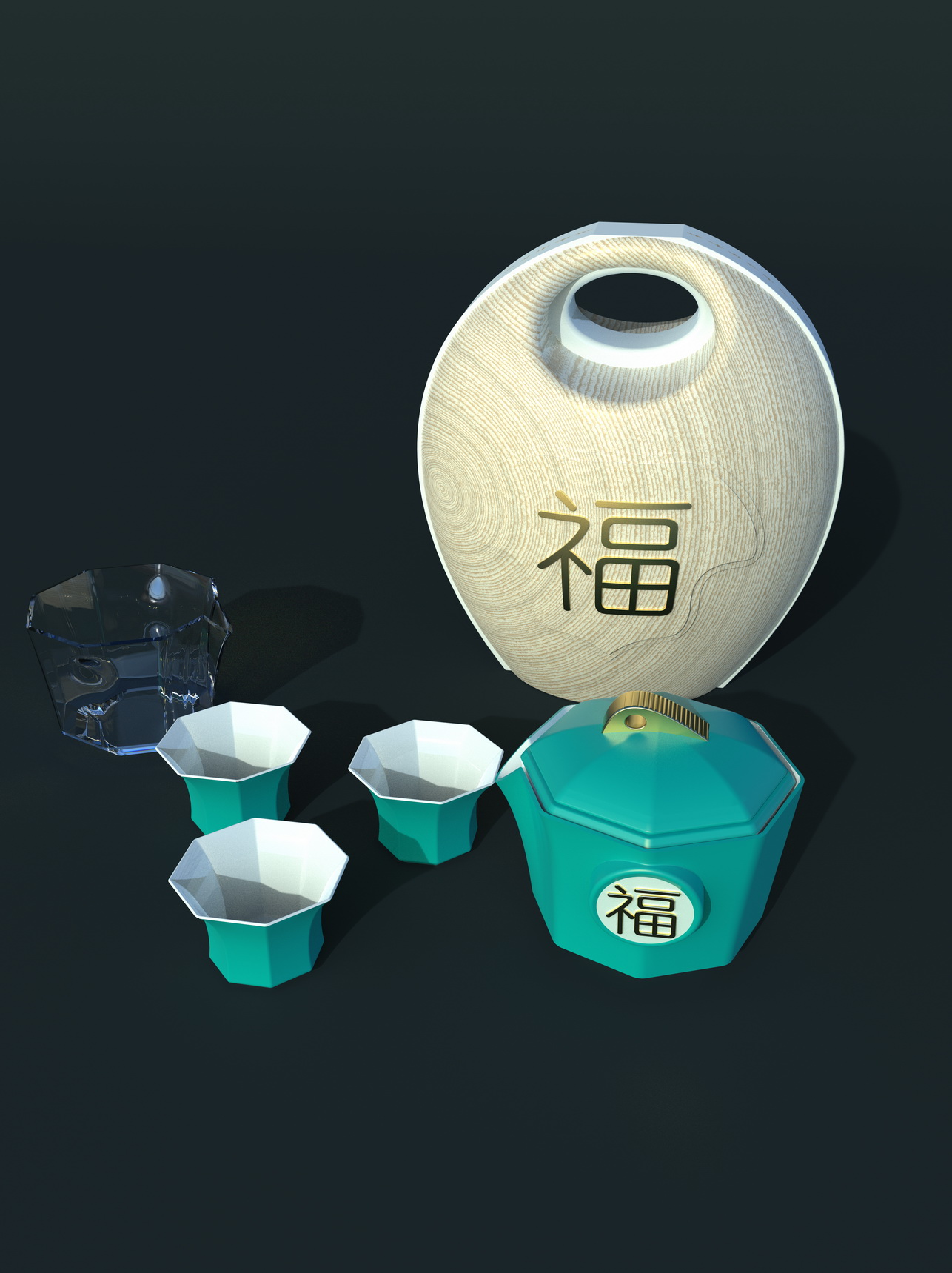 其他竞赛作品——《福祥》陶瓷日用品旅行茶具 设计
